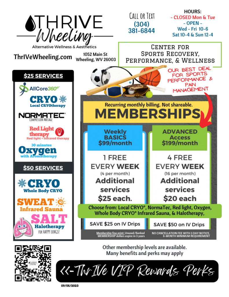 ThrIVe Wheeling Wellness + Recovery Memberships and Pricing