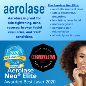 Aerolase NEO Elite improves skin tone and texture, improves acne, rosacea, and broken capillaries